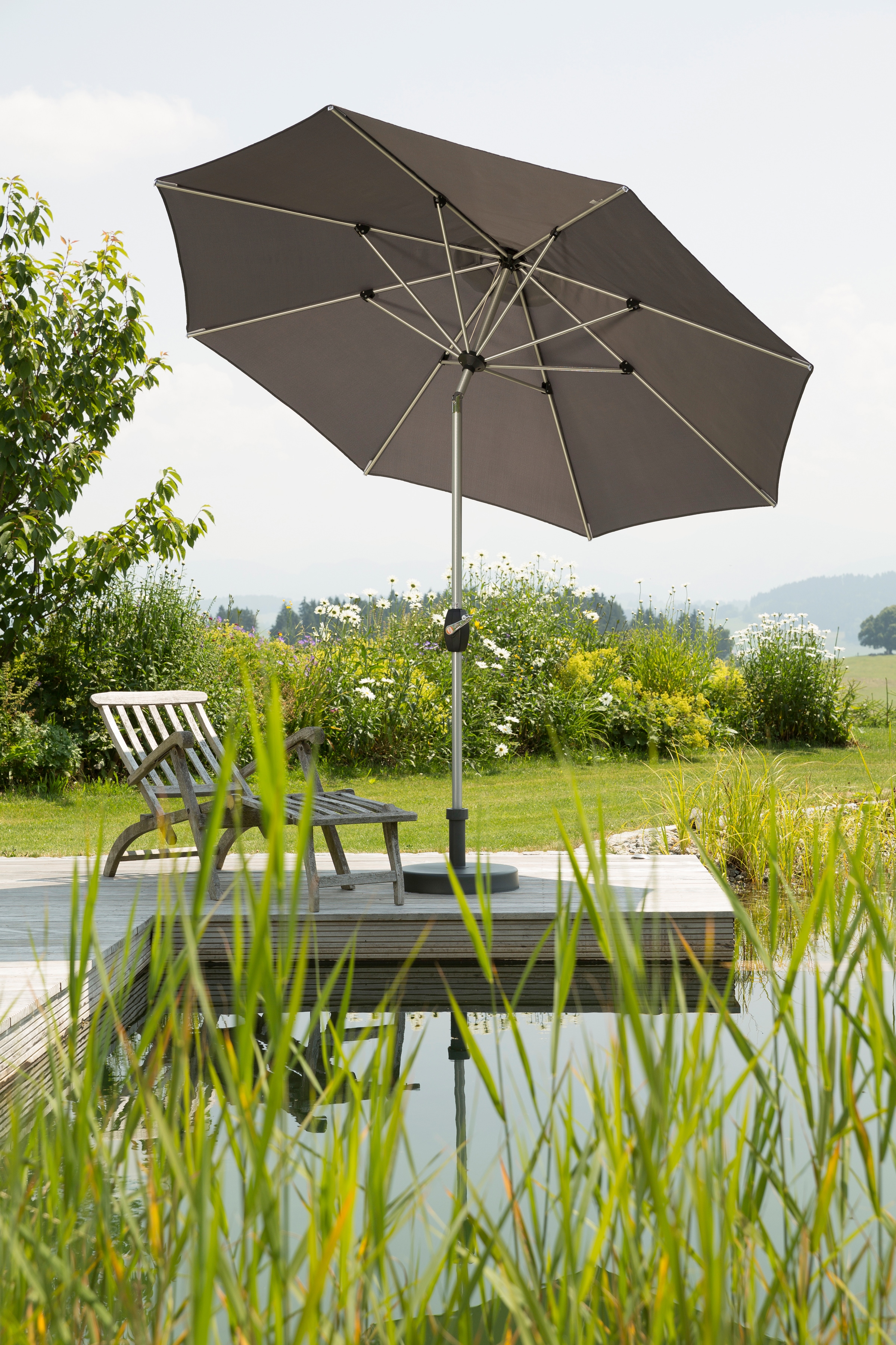 Sonnenschirm SCHNEIDER SCHIRME "Venedig", grau, Obermaterial: 100% Polyester, Standschirme, ohne Schirmständer