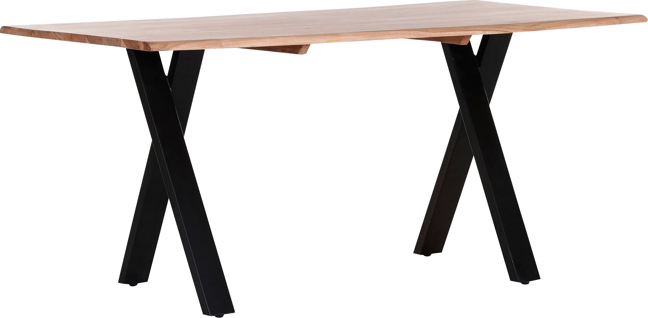 Esstisch GUTMANN FACTORY "Ted", beige (natur, schwarz, natur), B:160cm H:76cm T:90cm, Tische, mit massiver Akazienholzplatte