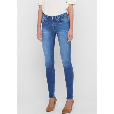 Skinny-fit-Jeans ONLY "ONLBLUSH MID SKINNY REA12187 NOOS", Damen, Gr. S (36), Länge 34, blau (medium blau denim), Denim/Jeans, Obermaterial: 92% Baumwolle, 6% Polyester, 2% Elasthan, Abriebeffekte, modisch, skinny fit, Jeans Image