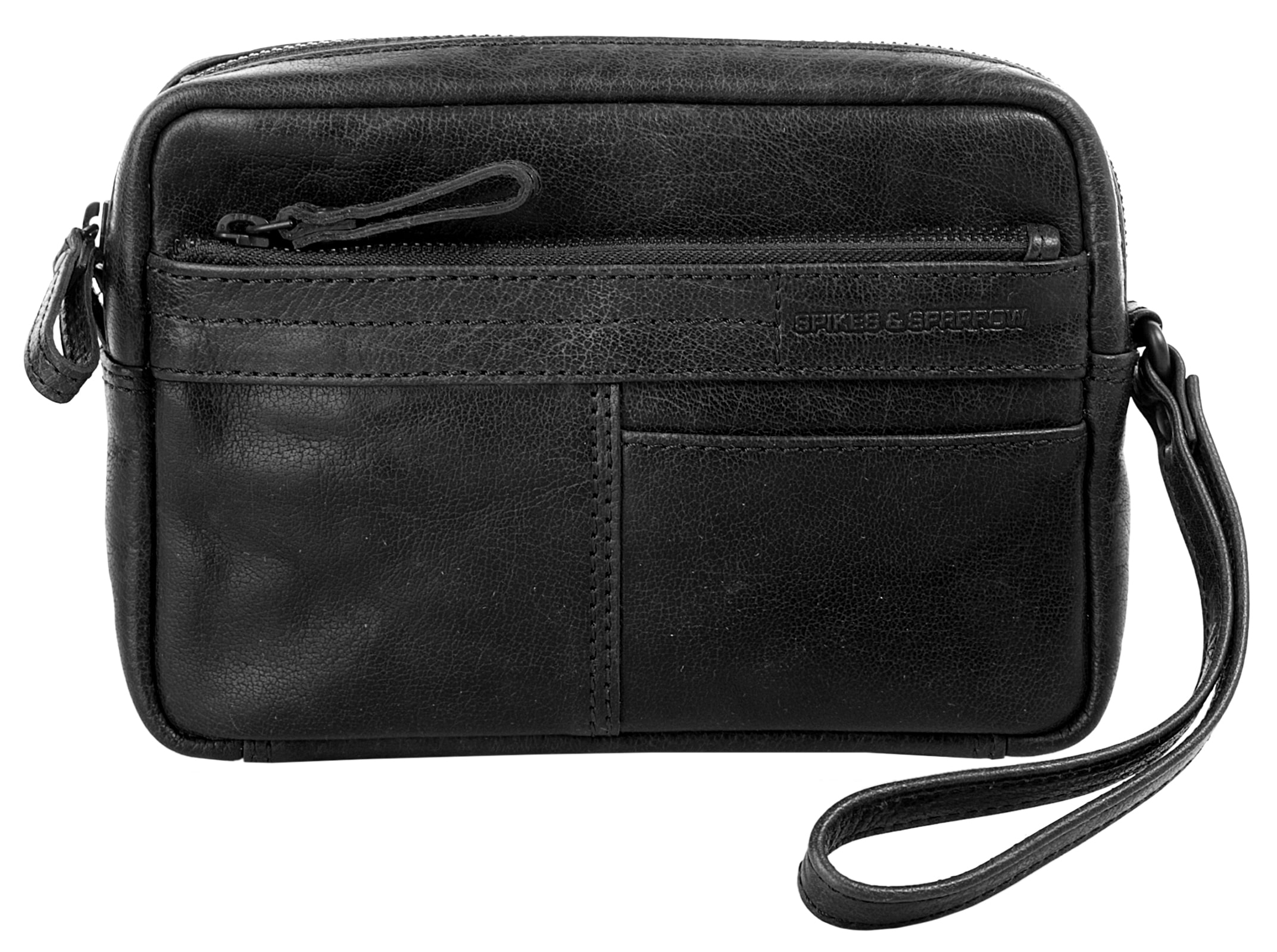 Handgelenktasche SPIKES & SPARROW, Damen, Gr. B/H/T: 20cm x 16cm x 3cm onesize, schwarz, Leder, unifarben, Taschen, echt Leder Image