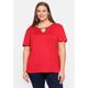 Rundhalsshirt SHEEGO "Große Größen" Gr. 56/58, rot (mohnrot) Damen Shirts Jersey mit Flügelärmeln und Cut-out am Ausschnitt