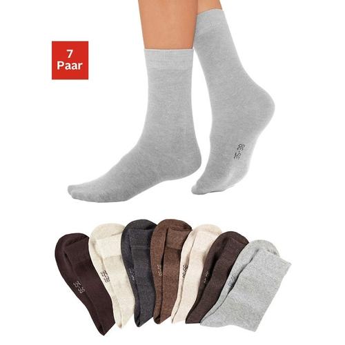 Basicsocken LAVANA Gr. 39-42, braun Damen Socken mit druckfreiem Bündchen