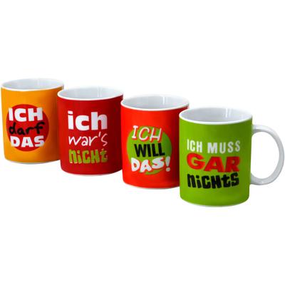 Becher RETSCH ARZBERG "Machosprüche", bunt, 350ml, 4 tlg., Porzellan, Trinkgefäße, 4-teilig Image
