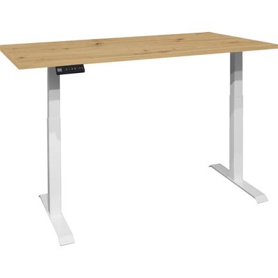 Schreibtisch MÄUSBACHER "Big System Office", weiß (weiß matt, asteiche, weiß matt, asteiche), B:160cm, Tische, Breite 160 cm, elektrisch höhenverstellbar Image