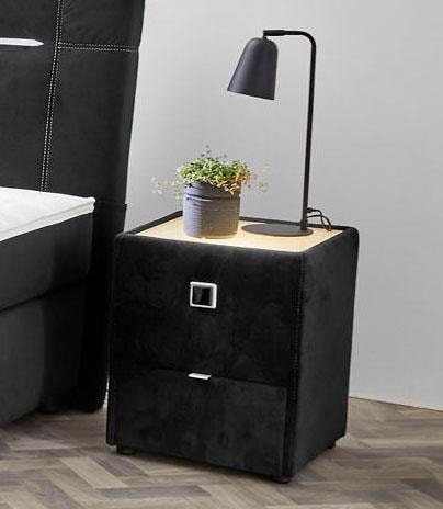 Nachtkonsole JOCKENHÖFER GRUPPE "Lancy", schwarz (schwarz 372, 06), B:42,5cm H:53cm T:45cm, Glas, Holzwerkstoff, Sideboards, Nachtkonsole, mit LED-Beleuchtung