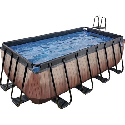 Framepool EXIT, braun, B:200cm H:122cm L:400cm, Schwimmbecken, BxLxH: 200x400x122 cm, mit Sandfilteranlage und Leiter Image