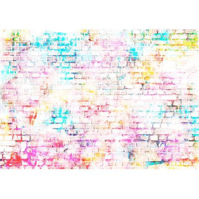 CONSALNET Vliestapete "BUNTE ZIEGEL" Tapeten in verschiedenen Größen Gr. B/L: 1,53 m x 1,04 m, bunt (rosa, weiß, orange) Steintapeten Tapeten
