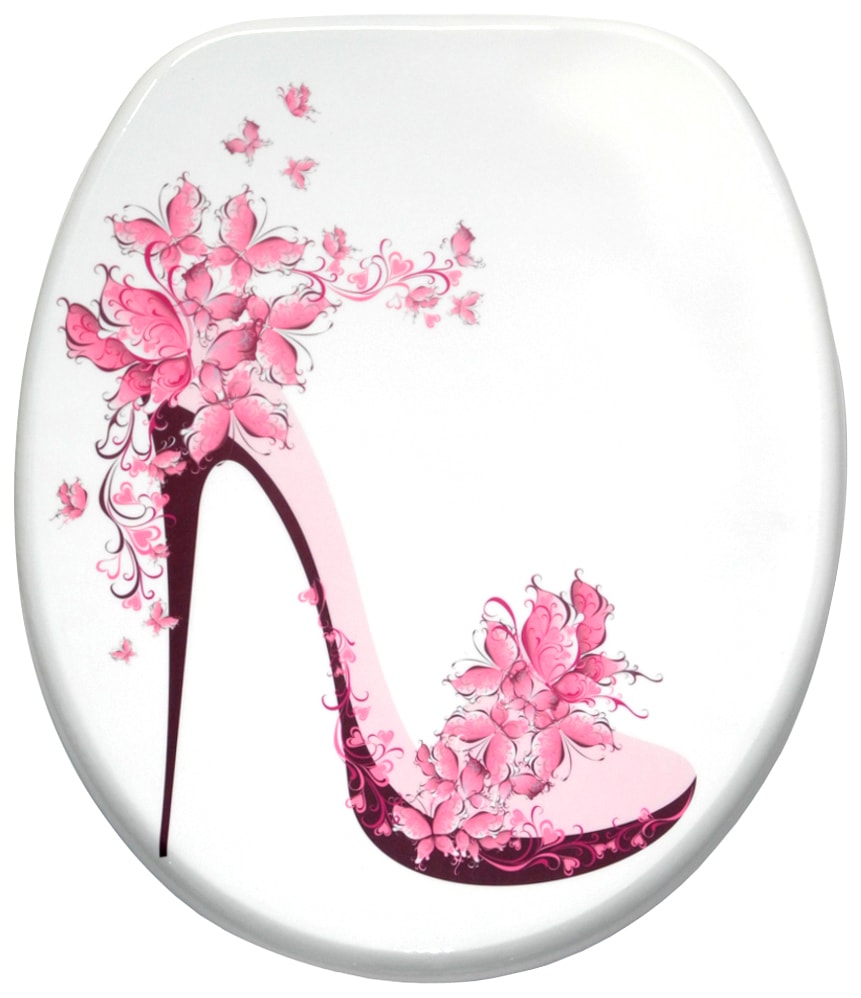 WC-Sitz SANILO "Schuh", rosa (rosa, weiß), B:37,7cm L:47cm, MDF - Mitteldichte Holzfaserplatte, WC-Sitze, mit Absenkautomatik