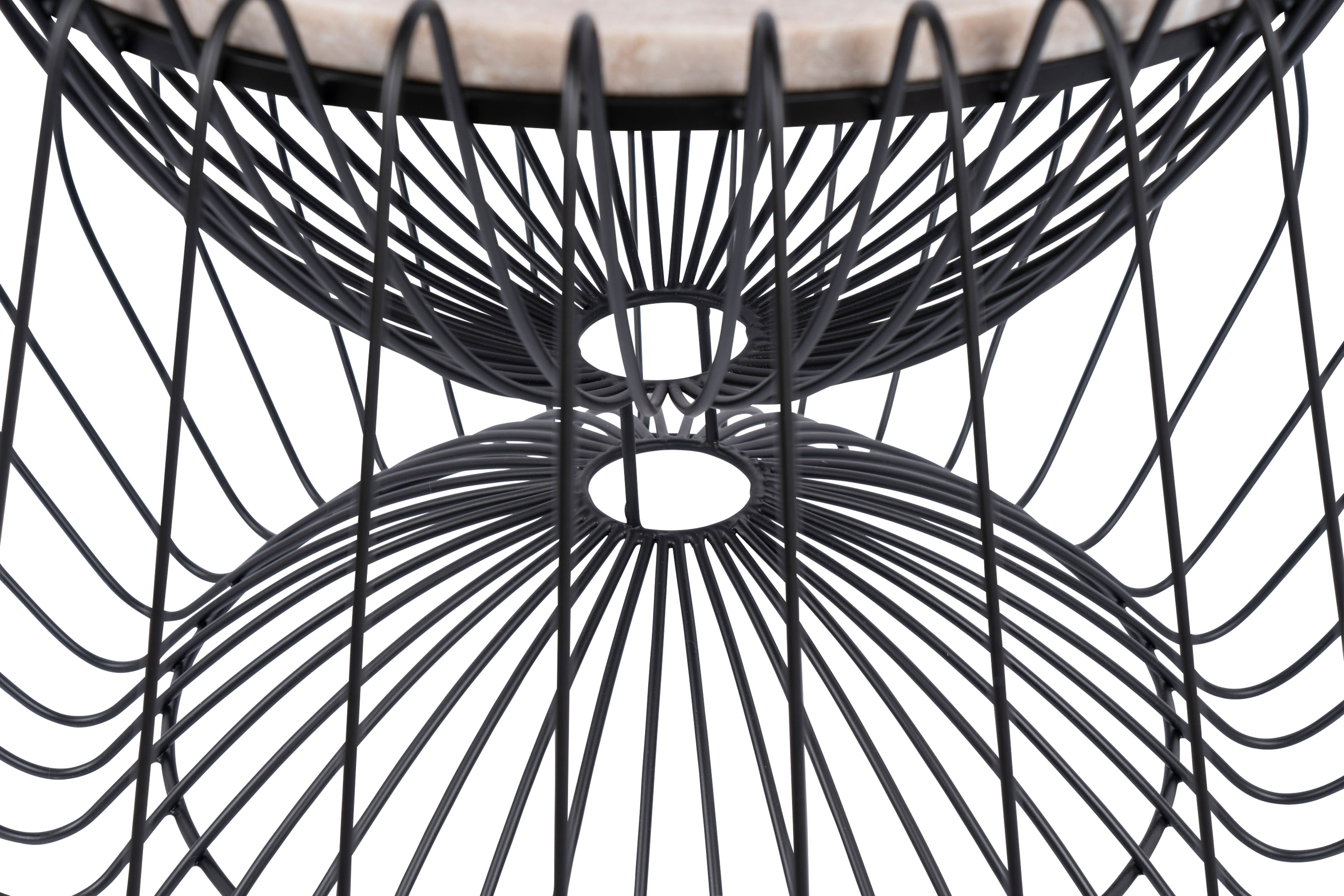 Beistelltisch KAYOOM "Malibu 325, Beistelltisch mit edler Marmorplatte", braun (braun, schwarz, schwarz, braun), B:60cm H:35cm T:60cm, Eisen, Marmor, Tische, Beistelltisch, ø-Marmorplatte: ca. 37 cm, angesagtes Metalldesign, pflegeleicht