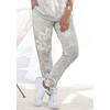 Loungehose LASCANA, Damen, Gr. 44/46, N-Gr, grau (grau, allover, gemustert), angeraute Sweatware, Obermaterial: 50% Baumwolle, 50% Polyester, geblümt, casual, bequem knöchellang, Hosen, mit floralem Alloverdruck, Loungewear
