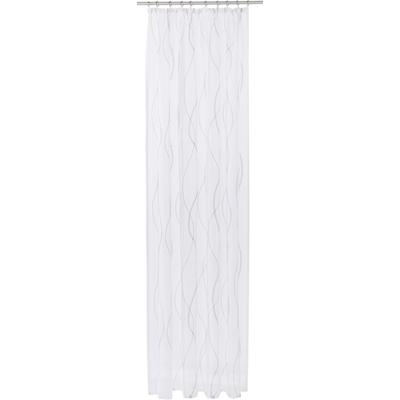 Gardine "Mila" Gr. 1, grau (weiß, grau), B:140cm H:145cm, Voile, Polyester, GUIDO MARIA KRETSCHMER HOME & LIVING, Gardinen, Wellenmuster, Voile, einfarbig, democratichome Edition, bestickt Image