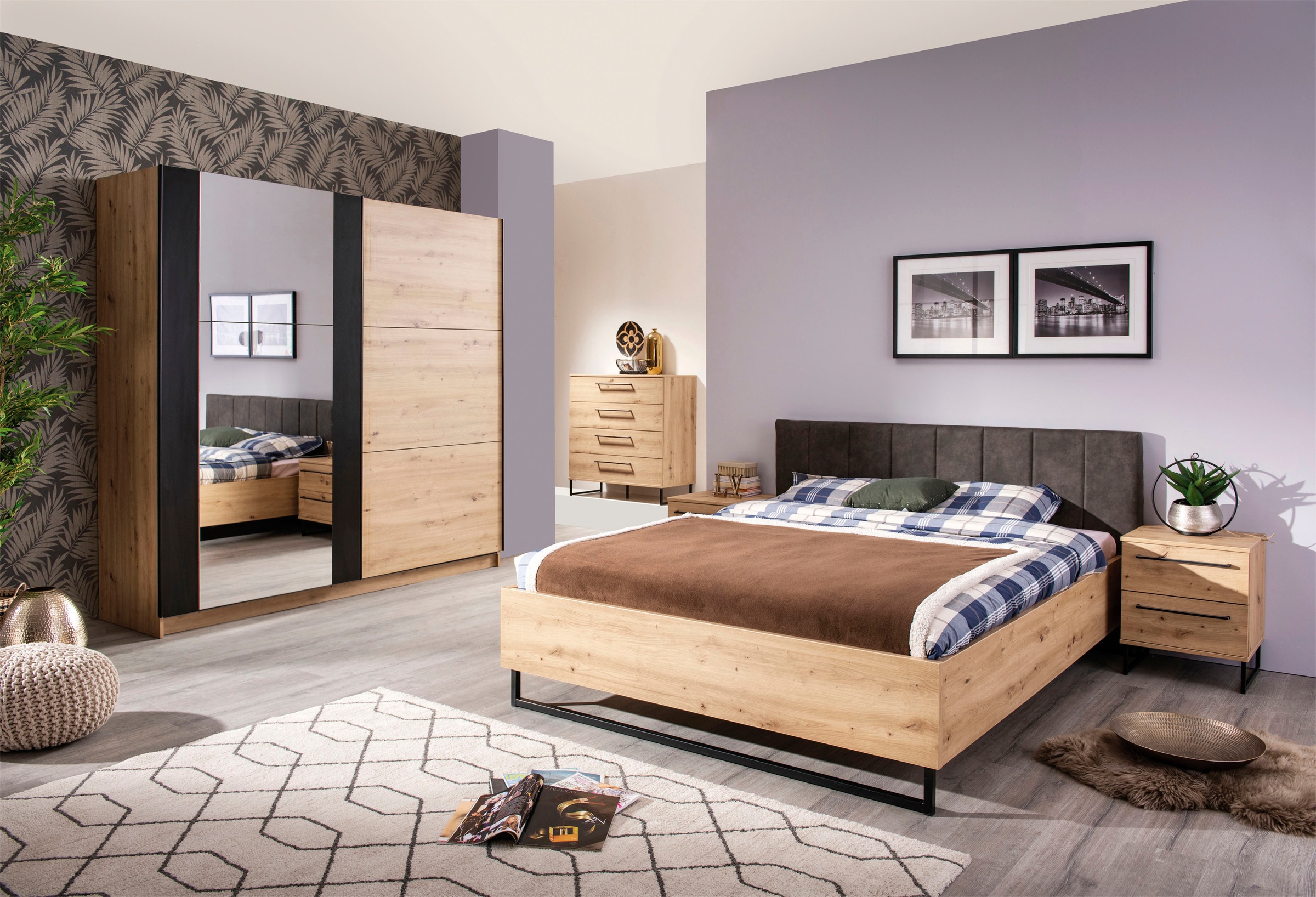 Schlafzimmer-Set INOSIGN "Sardinia", braun (artisan eiche), B/H: 160cm x 200cm, Schlafzimmermöbel-Sets, aus FSC-zertifiziertem Holzwerkstoff, Made in Europe Image