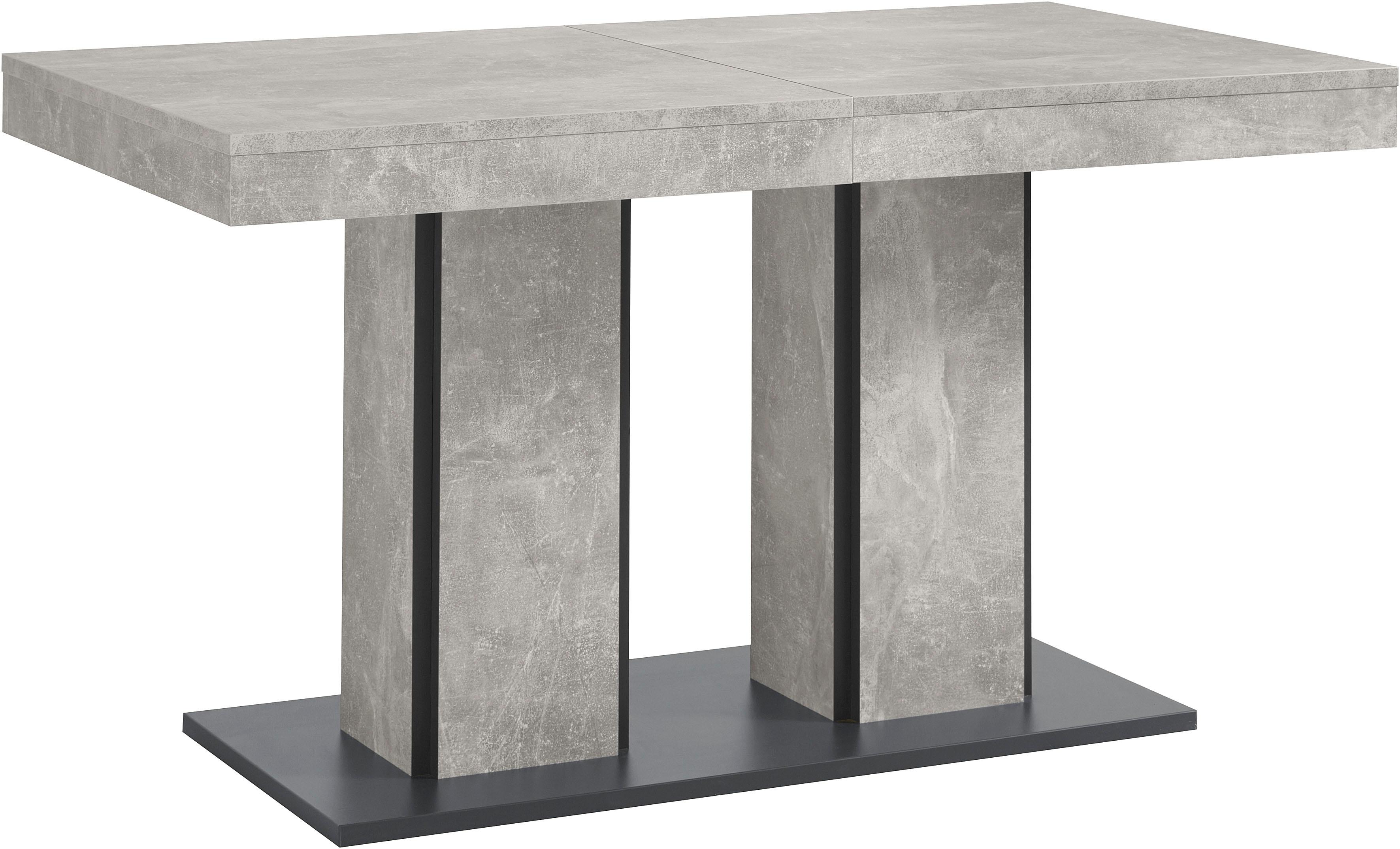Esstisch HELA "ROSE", grau (betonoptik, anthrazit), B:140cm H:76cm T:80cm, Tische, Esstisch, Auszugsfunktion, Breite 140-180 cm