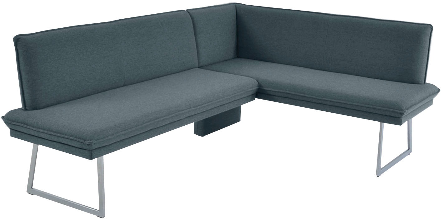 Eckbank K+W KOMFORT & WOHNEN, blau (petrol), H:86cm T:60cm, Sitzbänke, mit Sattlernaht und schmaler Kufe, langer Schenkel rechts oder links Image