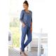 Pyjama ARIZONA Gr. 32/34, blau (jeans, meliert) Damen Homewear-Sets Pyjamas