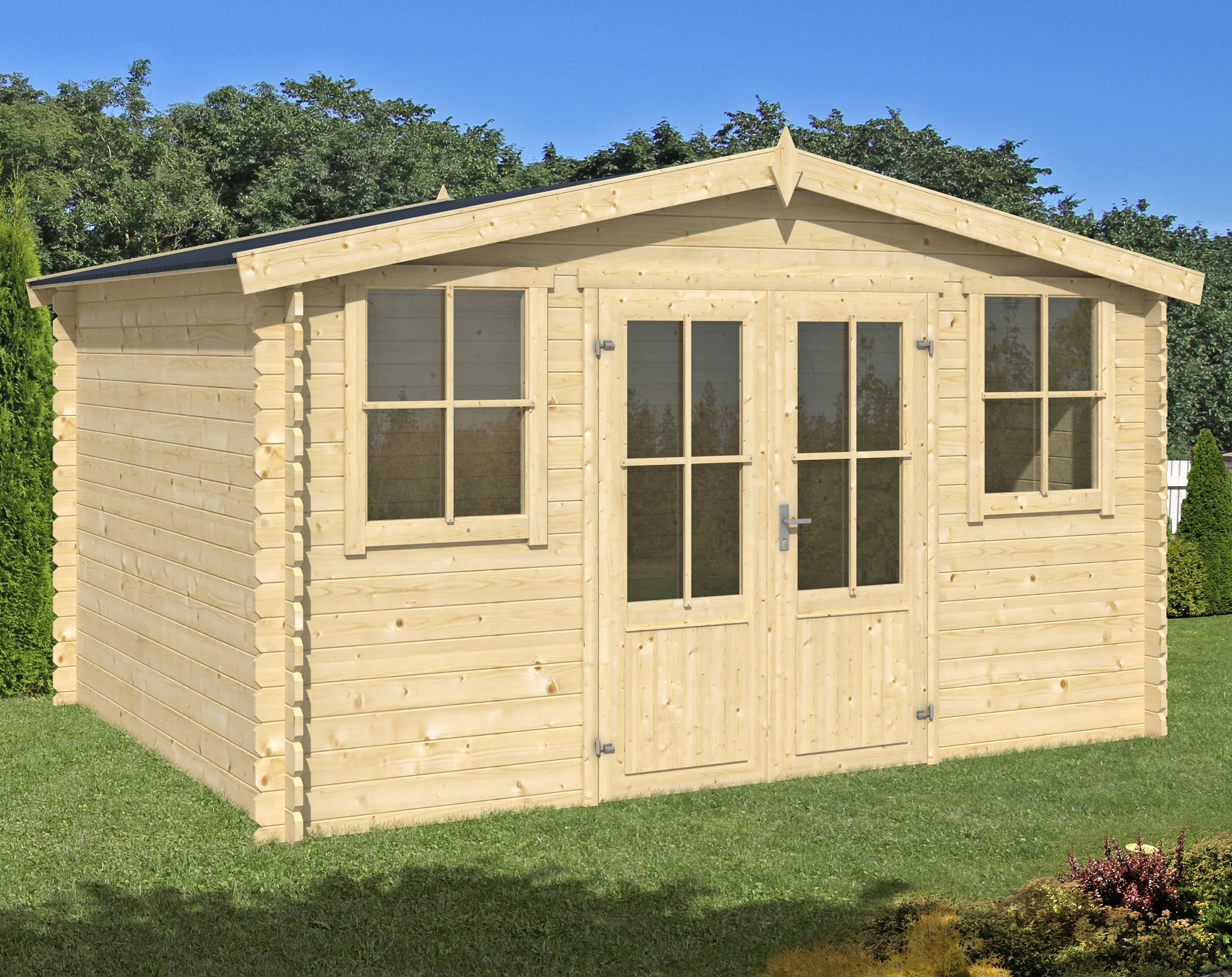 Gartenhaus LASITA MAJA "Dallas", beige (naturbelassen), ohne Fußboden, ohne Dacheindeckung, Holzwerkstoff, Gartenhäuser, Gartenhaus