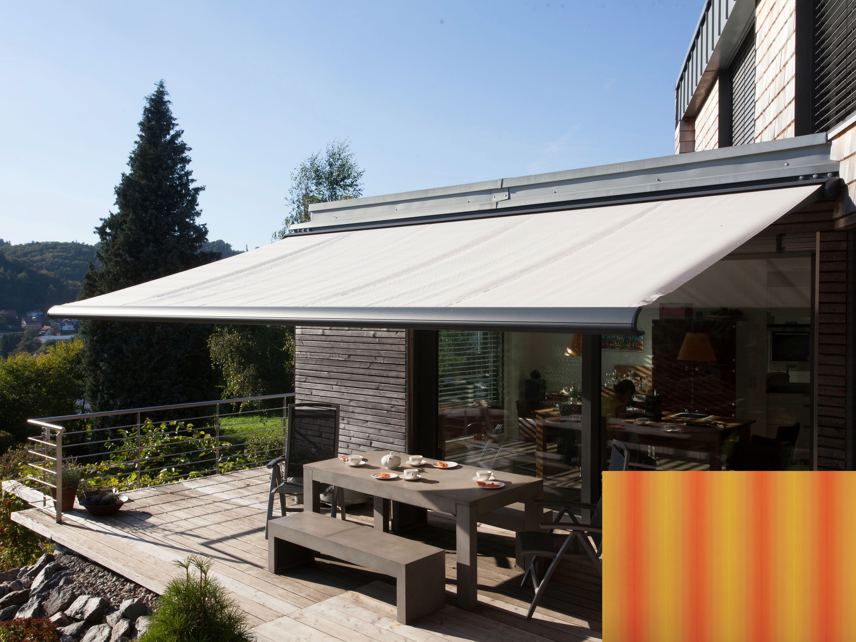 Kassettenmarkise WISMAR "Classic S-Compact", gelb (gelb, orange), B:300cm, Polyacryl, Markisen, Breite: 300 cm, Ausfall: 250 cm