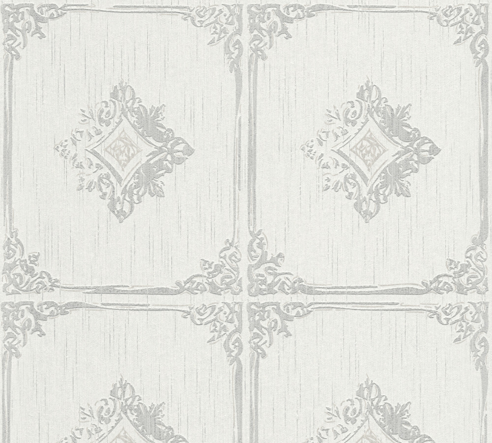 Textiltapete ARCHITECTS PAPER "Tessuto", grau (grau weiß), B:0,53m L:10,05m, Viskose, Vlies, Tapeten, Tapete Barock Tapeten Wohnzimmer Schlafzimmer Küche modern Design Büro