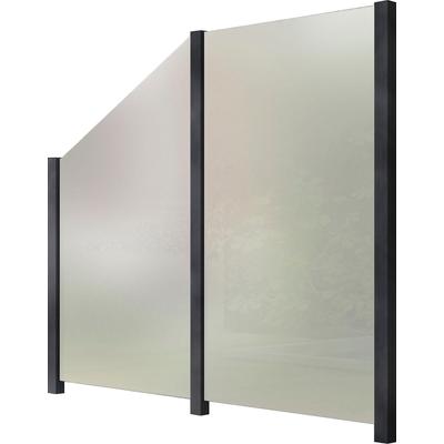 Zaun STAKET PRO, grau (anthrazit), Pfosten: 3 St., Aluminium, Glas, Zaunelemente, Glaszaun, Gesamtlänge: 2,17 m, 3 Pfost