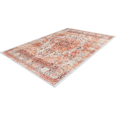 Teppich CALO-DELUXE "Castor 5000" Gr. 6, orange (orange, beige), B:200cm H:6mm L:290cm, Kunstfaser, Teppiche, Kurzflor, mit Fransen, Wohnzimmer Image