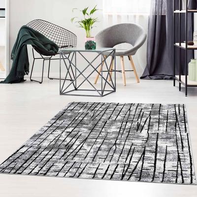 Teppich CARPET CITY "Moda 1139" Gr. 4, grau, B:160cm H:11mm L:225cm, Kunstfaser, Teppiche, Läufer, weicher Kurzflor, abstrakt, Wohnzimmer Image