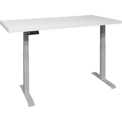 Schreibtisch MÄUSBACHER "Big System Office", silber (silber, weiß matt lack, silber, weiß matt lack), B:160cm, Tische, Breite 160 cm, elektrisch höhenverstellbar Image