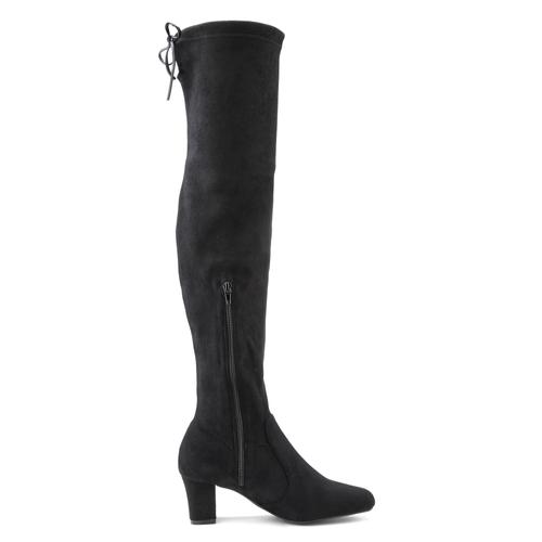 Overkneestiefel LASCANA Gr. 39, Varioschaft, schwarz Damen Schuhe Slouchy Boots,Langschaft Stiefel,Schlupf-Boot, weiches Stretchmaterial