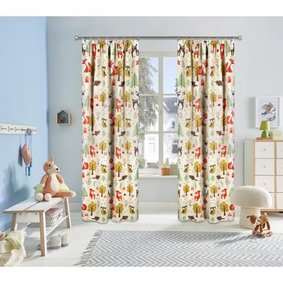 Verdunkelungsvorhang MY HOME "Waldtiere" Gr. 1, bunt (beige, bunt), B:130cm H:145cm, Polyester, Gardinen, blickdicht, bedruckt, verschiedene Größen Image