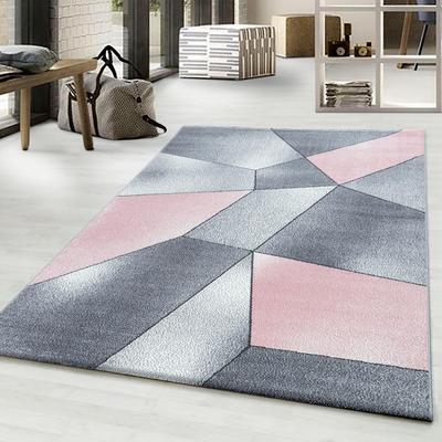 Teppich AYYILDIZ TEPPICHE "Beta 1120" Gr. 4, pink (pink, grau), B:160cm H:11mm L:230cm, Kunstfaser, Teppiche, auch als Läufer, Kurzflor, Wohnzimmer Image