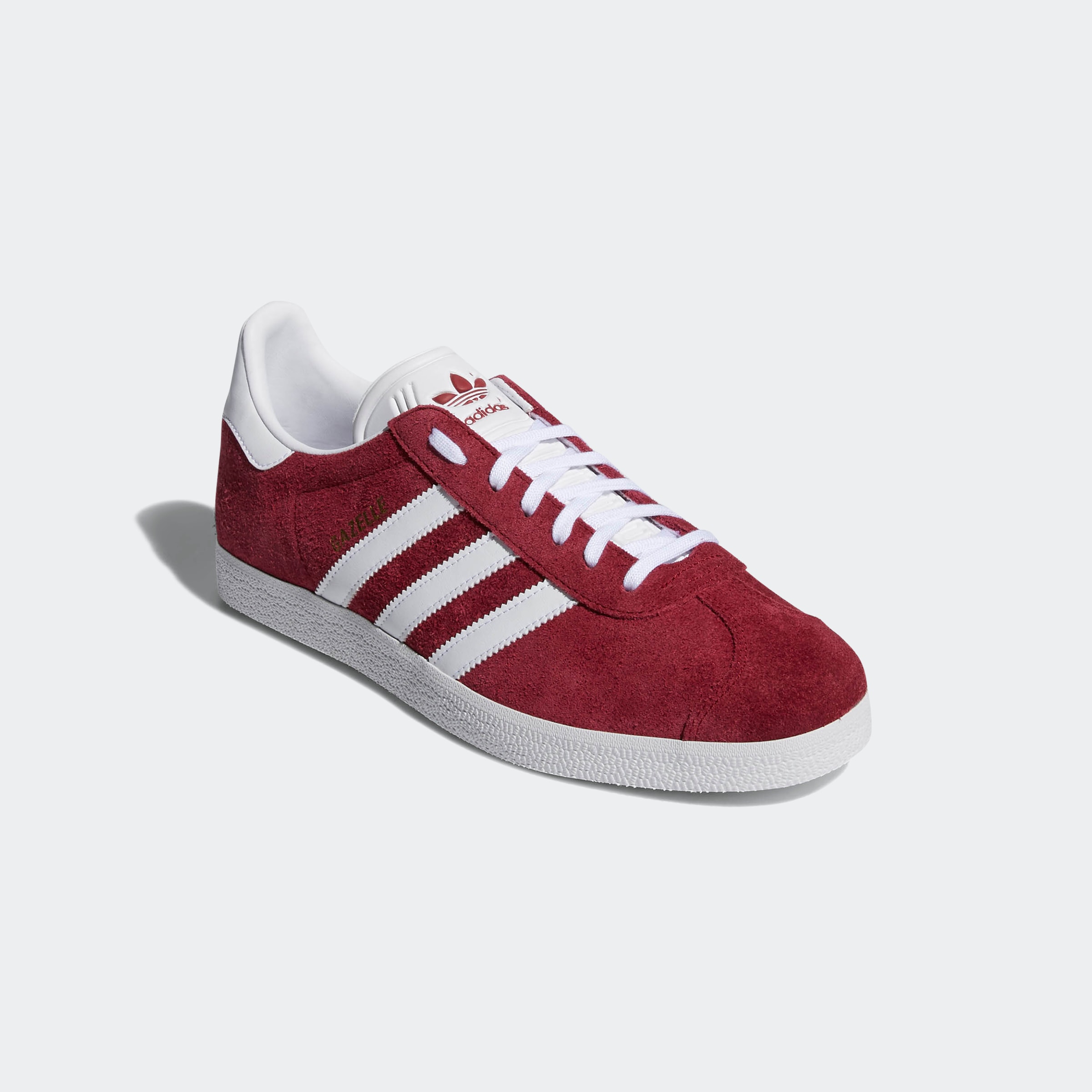 Sneaker ADIDAS ORIGINALS "GAZELLE", Herren, Gr. 40, rot (collegiate burgundy, ftwr weiß, gold metallic), Leder, Synthetik, Schuhe Damenschuh Skaterschuh Sneaker Sneaker low Retrosneaker