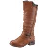 Stiefel RIEKER, Damen, Gr. 39, Varioschaft, braun (cognac, used), Lederimitat, used, klassisch, Schuhe Damenschuh Reißverschlussstiefel Stiefel Winterstiefel, Winterstiefel, Blockabsatz, mit Tex Membran, Varioschaft