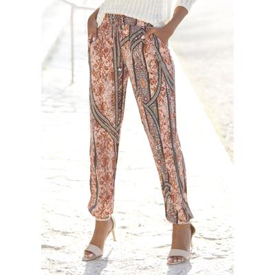 Strandhose BUFFALO, Damen, Gr. 36, N-Gr, rosa (rosa, bedruckt), Jersey, Obermaterial: 100% Viskose, bedruckt, modisch, figurumspielend lang, Hosen, mit Alloverdruck und Taschen, elastischer Bund, Jerseyhose Image