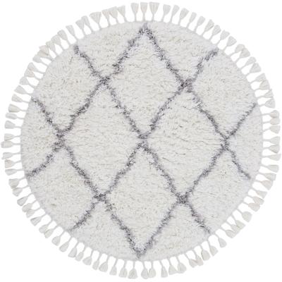 Hochflor-Teppich CARPETFINE "Eddy", weiß, H:30mm Ø:250cm, Polyester, Teppiche, Fransenteppich, Shaggy Langflor mit Fransen, starke Größenauswahl, Wohnzimmer Image