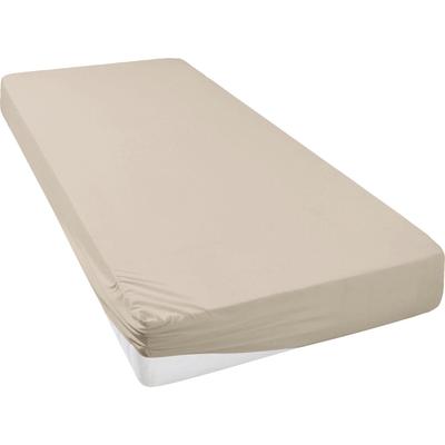 Spannbettlaken "Mila in Gr. 90x200, 140x200 oder 180x200 cm", grau (taupe), B:180-200cm L:200-220cm, Jersey-Elasthan, Obermaterial: 97% Baumwolle, 3% Elasthan, GUIDO MARIA KRETSCHMER HOME & LIVING, Laken, Baumwolle, Matratzen bis 30 cm Höhe,... Image