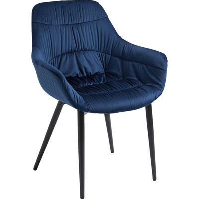 Armlehnstuhl SALESFEVER, blau (blau, schwarz, schwarz), B:63cm H:81,5cm T:61cm, Polyester, Metall, Stühle, Esszimmerstuhl, Wabensteppung aussen, Quersteppung innen, Metallfüße Image