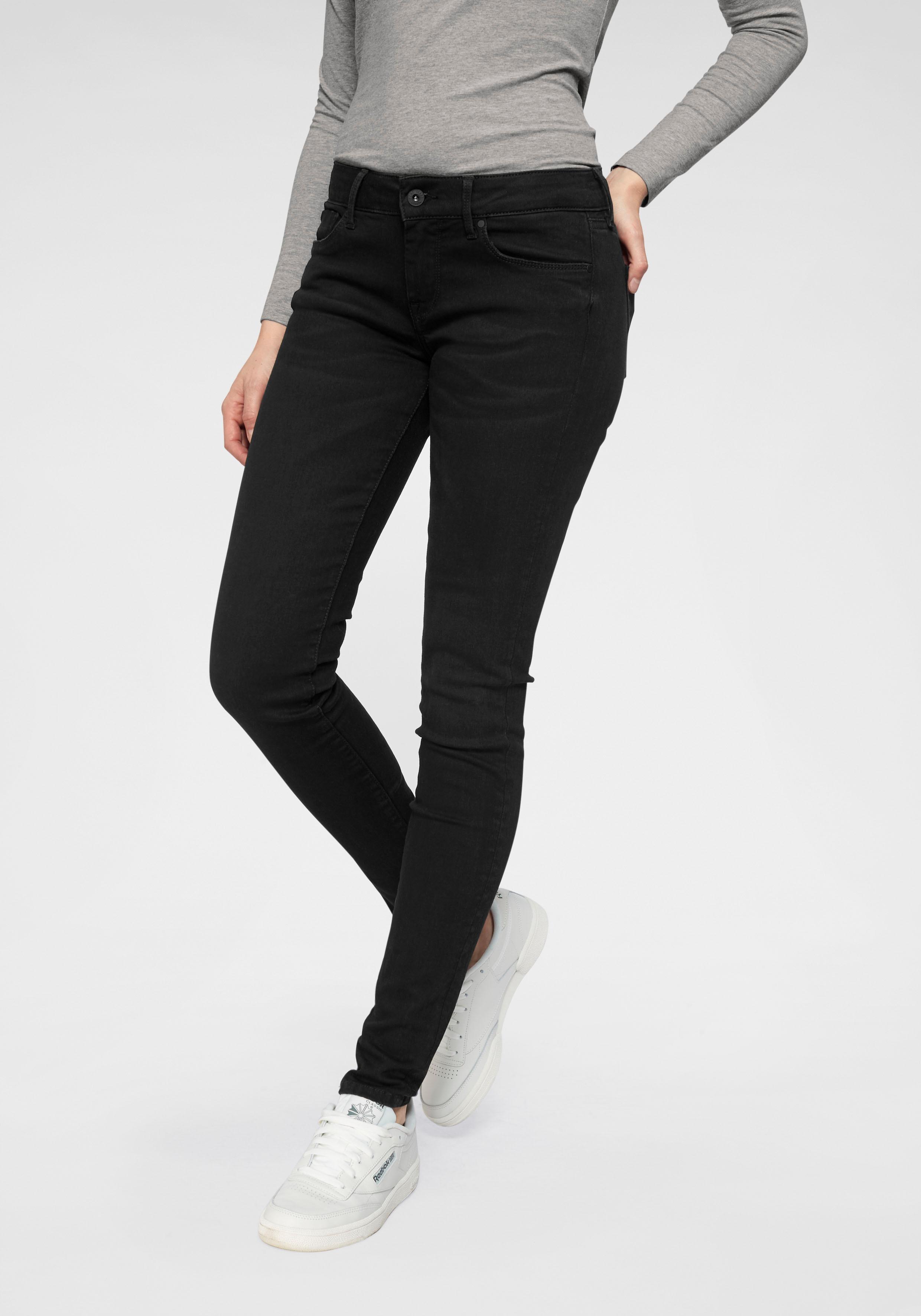 Skinny-fit-Jeans PEPE JEANS "SOHO", Damen, Gr. 28, Länge 30, schwarz (s98 10oz), Denim/Jeans, Obermaterial: 92% Baumwolle, 6% Polyester, 2% Elasthan, skinny fit lang, Jeans, im 5-Pocket-Stil mit 1-Knopf Bund und Stretch-Anteil