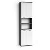 Hochschrank BYLIVING "Nebraska", grau (anthrazit, hochglanz weiß), B:50cm H:192cm T:31,5cm, FSC-zertifizierter Holzwerkstoff, MDF, Schränke, Bad-Hochschrank, Breite 50 cm, Badezimmerschrank mit Metallgriffen, viel Stauraum