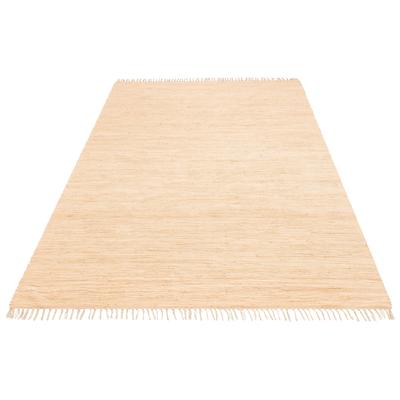 Teppich MY HOME "Paul" Gr. 4, beige (natur), B:160cm H:5mm L:230cm, Baumwolle, Teppiche, Fransenteppich, Wendeteppich, Uni, handgewebt, mit Fransen, reine Baumwolle, Läufer Image