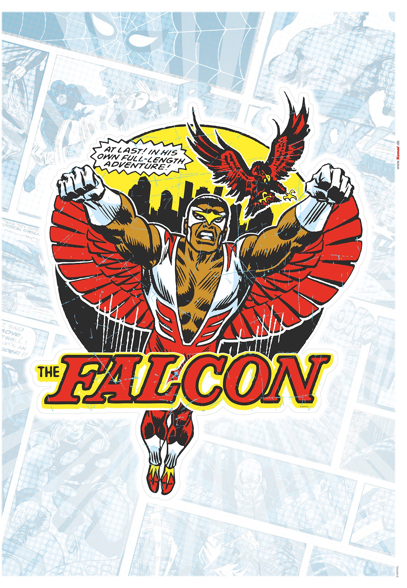 Wandtattoo KOMAR "Falcon Comic Classic - Größe 50 x 70 cm", bunt (rot, gelb, schwarz, weiß), B:50cm H:70cm, Folie, Wandtattoos, selbstklebend, Wandsticker, Kinderzimmer