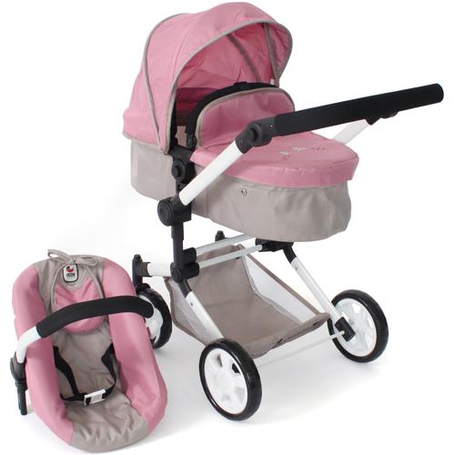 „Kombi-Puppenwagen CHIC2000 „“Linus, Bärchen““ Puppenwagen rosa (bärchen) Kinder Puppenwagen -trage mit Babywanne und Autositz“