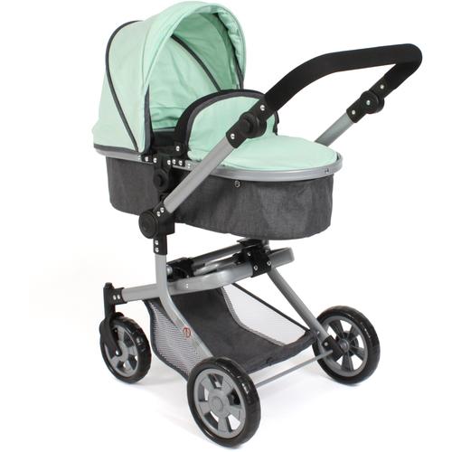 „Kombi-Puppenwagen CHIC2000 „“Mika, Grau-Mint““ Puppenwagen grün (grau, mint) Kinder Puppenwagen -trage mit schwenkbaren Vorderrädern“