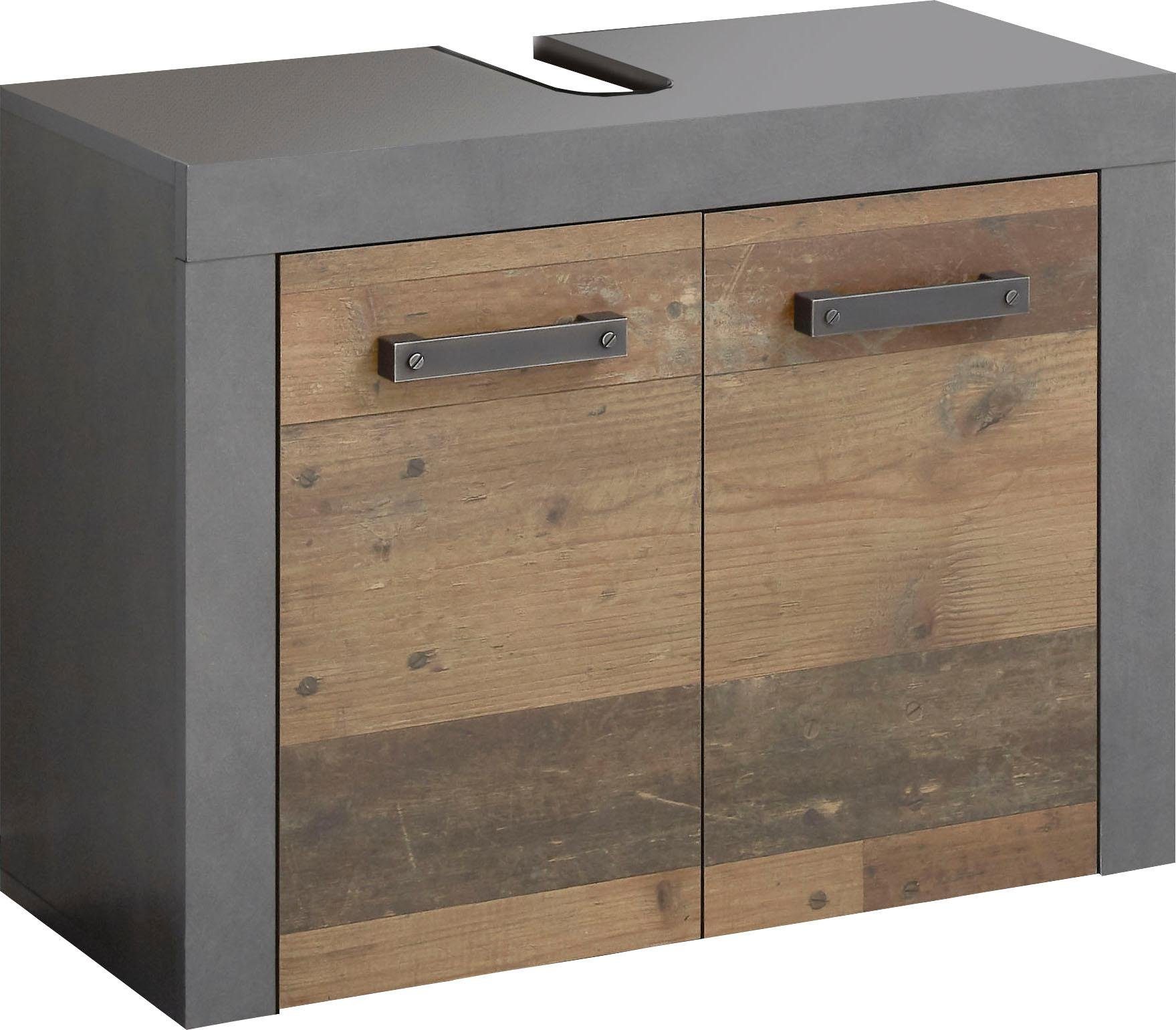 Waschbeckenunterschrank INOSIGN "Ilana", matera, old wood, B:72cm H:56cm T:34cm, Holzwerkstoff, Schränke