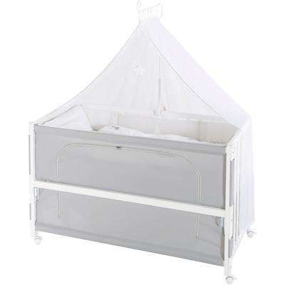 Babybett ROBA "Room Bed, Fox & Bunny", Baby, Gr. Liegefläche B/L: 60cm x 120cm, kein Härtegrad, grau (weiß, grau), MDF, Babybetten