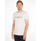 T-Shirt TOMMY HILFIGER "TOMMY FLAG HILFIGER TEE", Herren, Gr. L (52), weiß (snow weiß), Single Jersey, Obermaterial: 100% Baumwolle, casual, normal, Rundhals, Kurzarm, Shirts