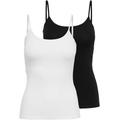 Spaghettitop ONLY, Damen, Gr. XL (42), schwarz-weiß (schwarz, weiß), Jersey, Obermaterial: 95% Baumwolle, 5% Elasthan, unifarben, casual, sehr figurbetont hüftlang, tiefer Rundhals, ohne Ärmel, Tops, mit Stretch, Topseller