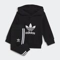 Trainingsanzug ADIDAS ORIGINALS "ADICOLOR HOODIE" Gr. 86, schwarz-weiß (black, white) Kinder Sportanzüge Jogginganzüge