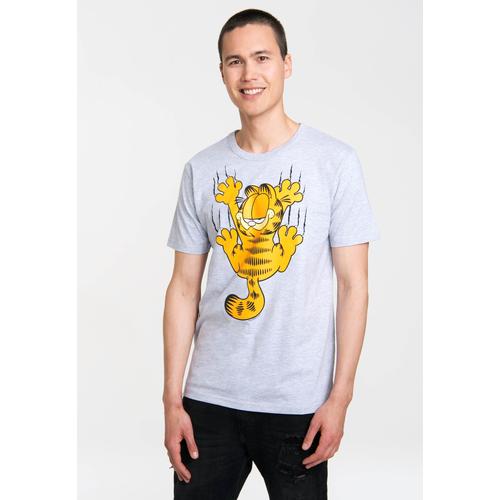 „T-Shirt LOGOSHIRT „“Garfield Scratches““ Gr. L, grau Herren Shirts T-Shirts mit witzigem Frontprint“