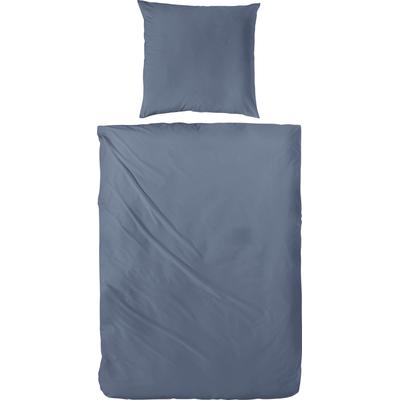 Bettwäsche PRIMERA "Uni Luxus-Satin in Gr. 135x200, 155x220 oder 200x200 cm", blau (denim), B/L: 200cm x 200cm, 2 St., Satin, B/L: 80cm x 80cm, Satin, Obermaterial: 100% Baumwolle, Bettwäsche, Bettwäsche aus Baumwolle, unifarbene Bettwäsche mit... Image