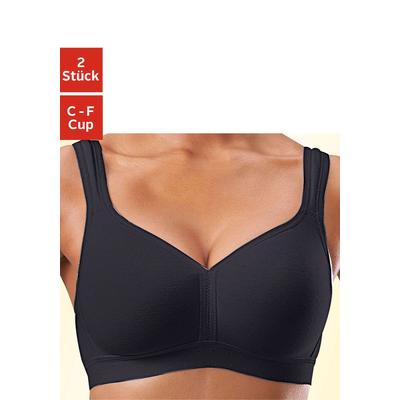 Soft-BH PETITE FLEUR, Damen, Gr. 80, Cup E, schwarz-weiß (weiß, schwarz), Jersey, Obermaterial: 90% Baumwolle, 10% Elast