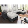 Wohnlandschaft COLLECTION AB "XL-Josy U-Form, Breite 313 cm, Kunstleder-Mix, Microfaser", silber (anthrazit, silber), B:313cm H:84cm T:161cm, 100% Polyester, Sofas, inkl. Bettfunktion, Bettkasten, mit 4 gleich großen Rückenkissen, Topseller